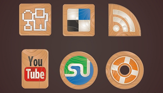 Social Icons Made of Wood