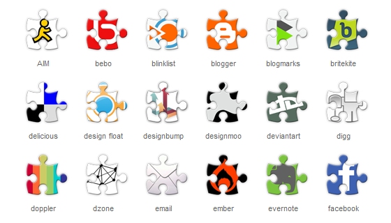 Puzzle Social Networking Icons