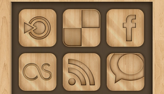 Wooden Social Networking Icons