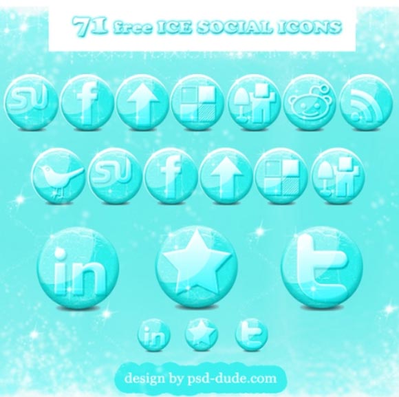 Free Glossy Ice Social Icons by PsdDude