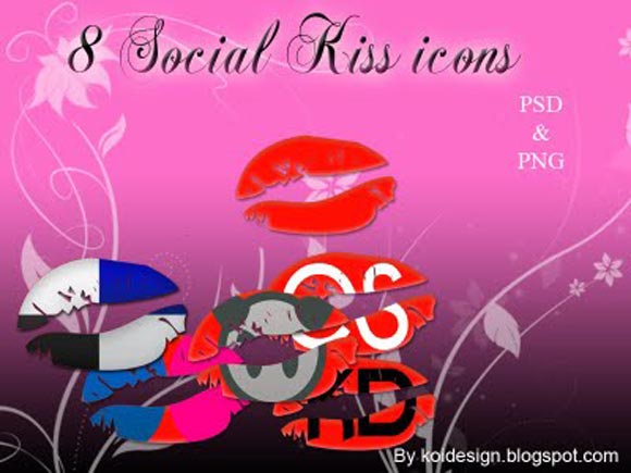 8 Free Kiss Social Bookmark icons