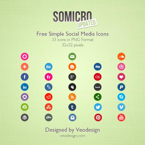 Somicro: 33 Free Social Media Icons