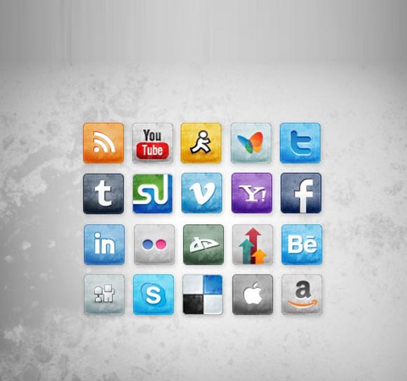 Stained and Faded Social Icons