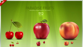 Paradise Fruit Icon Set by Artbees