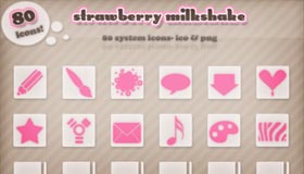 Strawberry Milkshake Sys Icons by Kittenbella